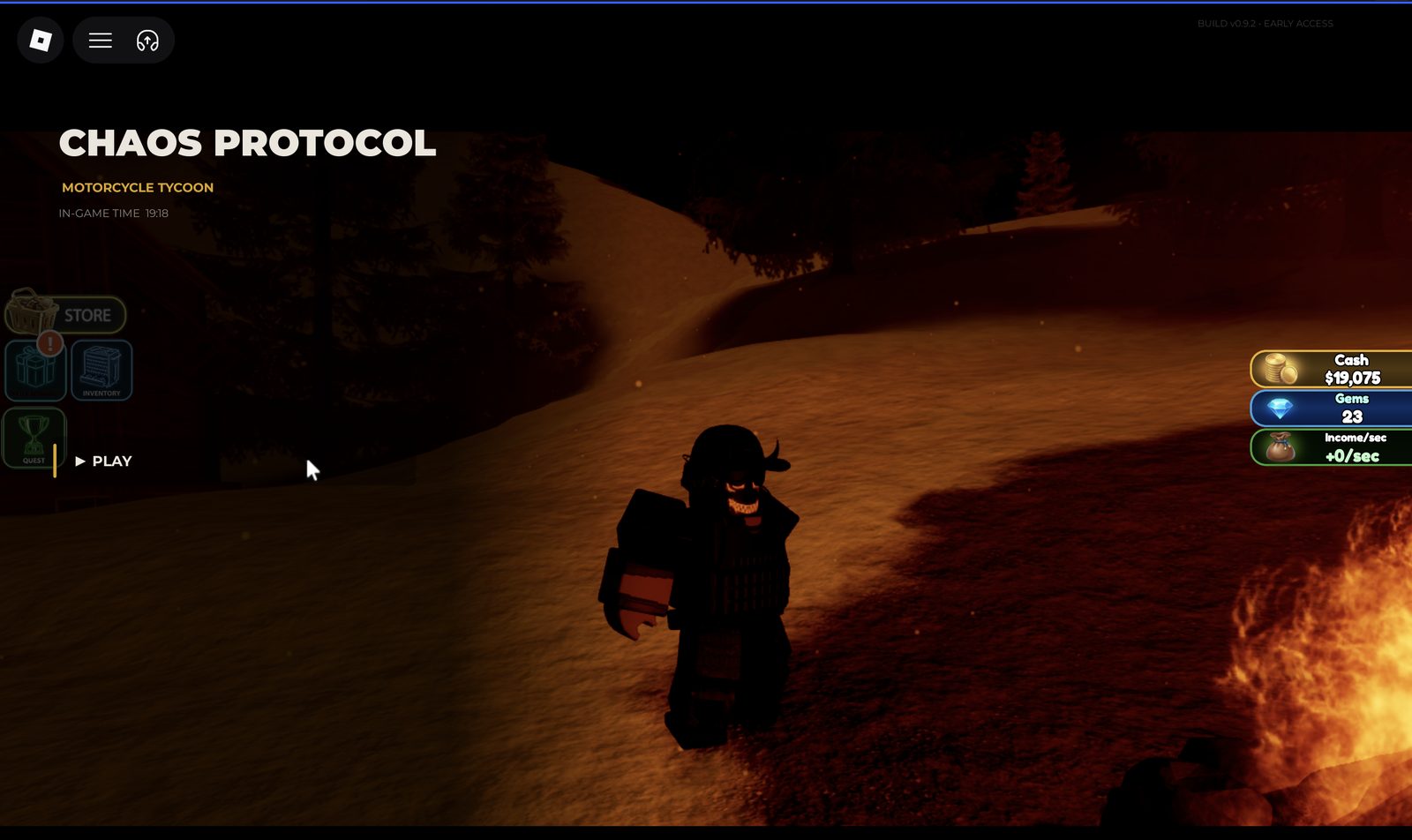 Chaos Protocol Tycoon menu