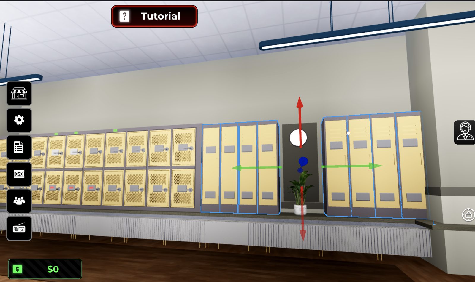 Locker room in game