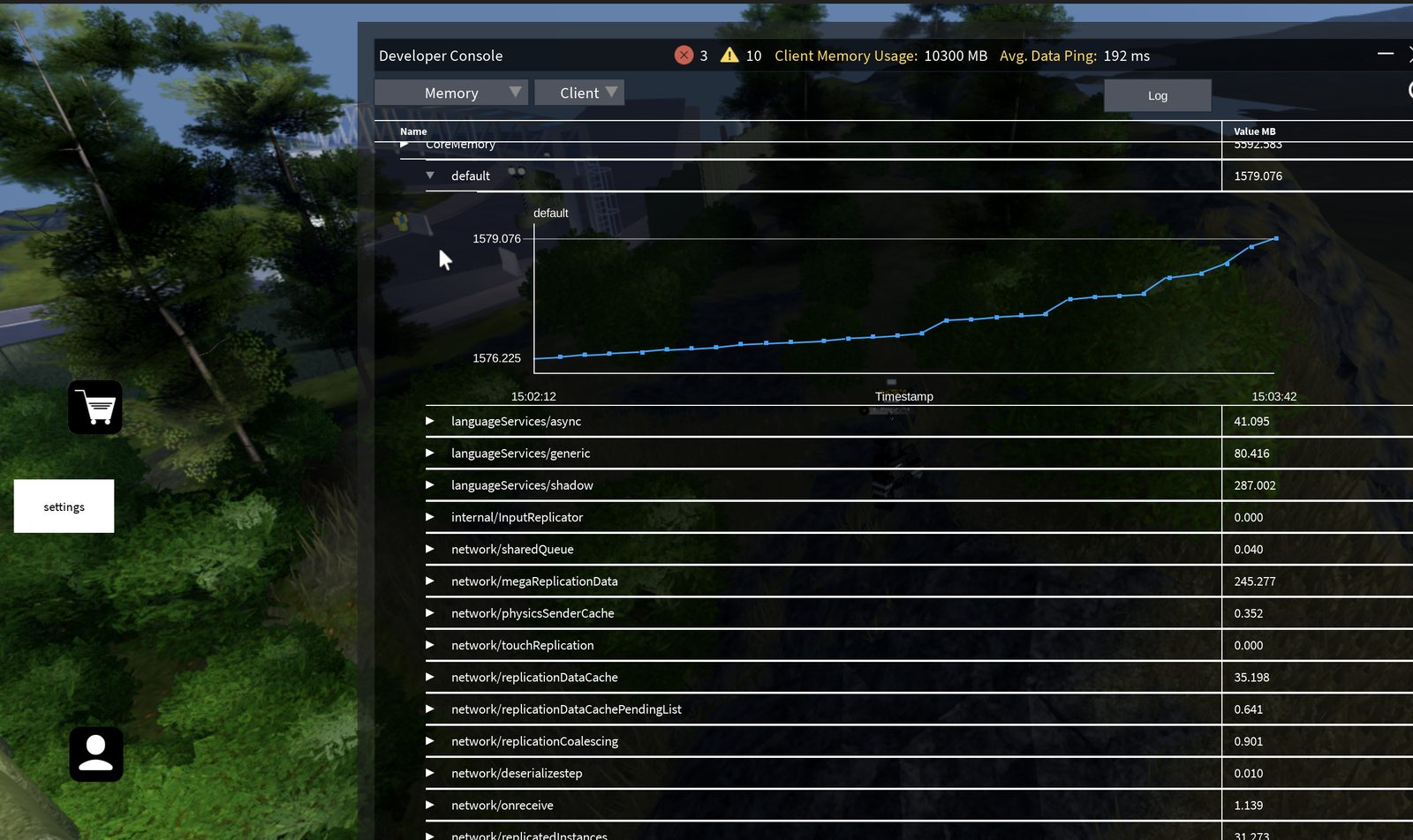 Memory graph climbing while idle