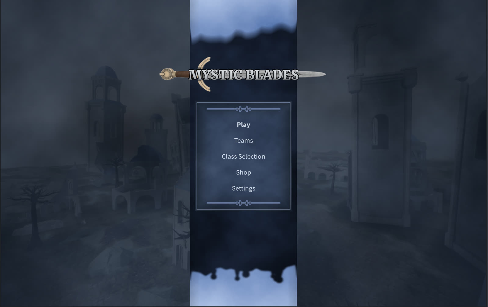 Main menu with sword logo
